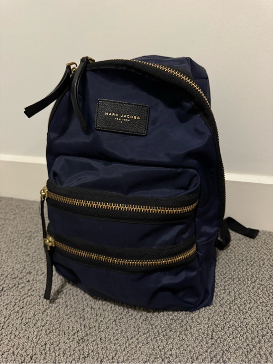 Marc Jacobs Handbags - Marc Jacobs Navy Backpack with Gold Zippers and Gold Buckles